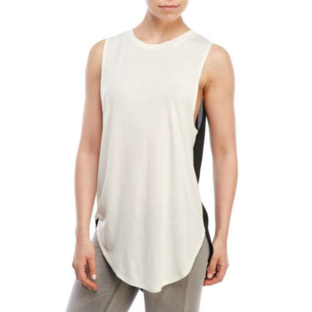 HAUTE-HIPPIE-Ivory-Black-High-Low-Tank Top